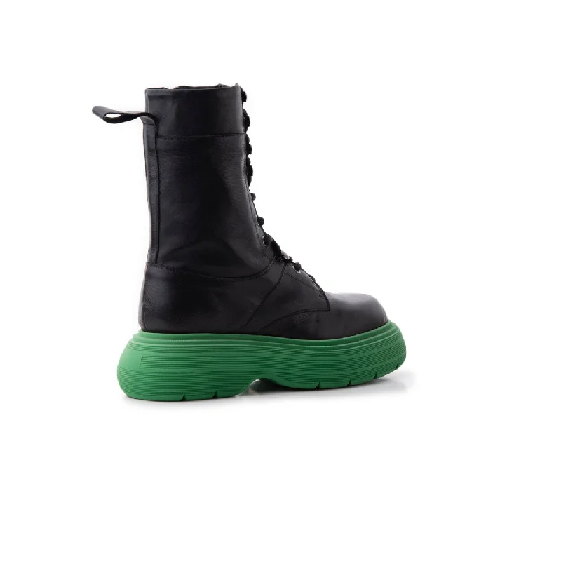 Armstrong Black Leather/Green Sole