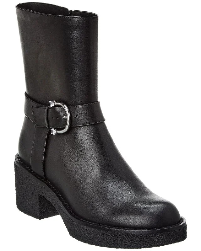 Stuart Weitzman Mountain Buckle Leather Booties