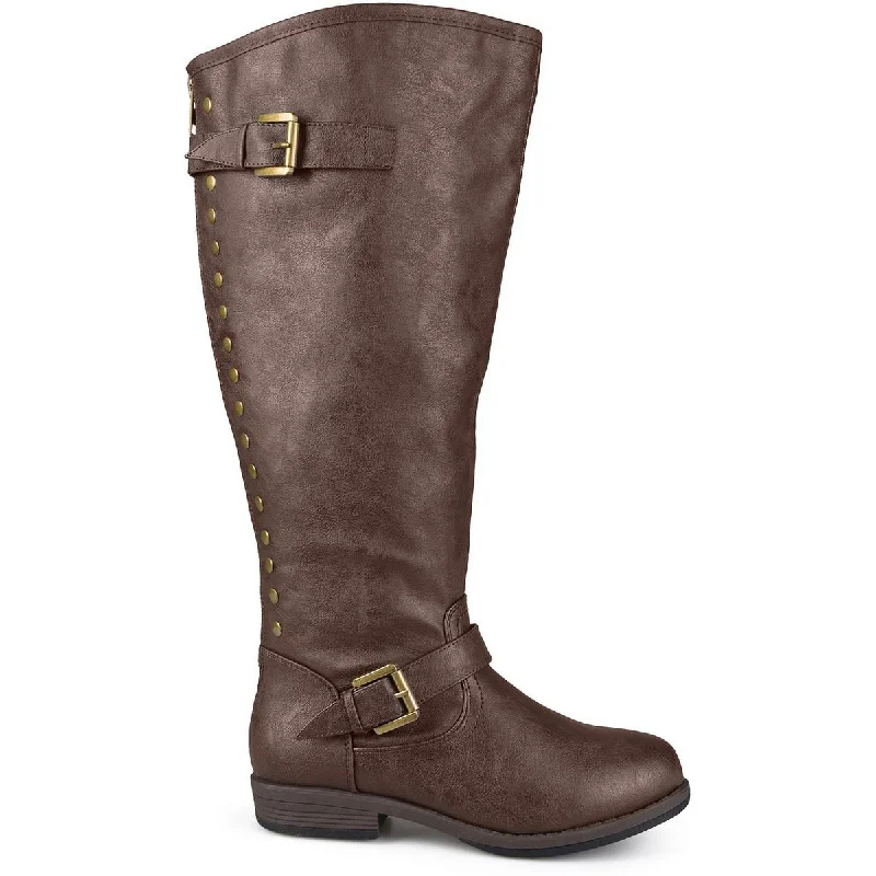 Womens Faux Leather Zipper Knee-High Boots