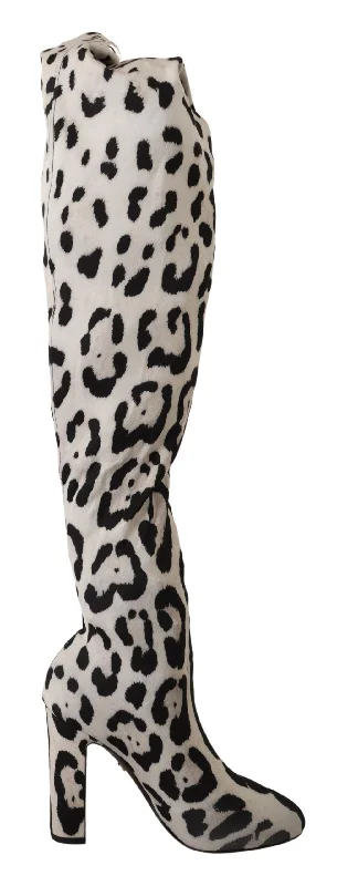 Dolce & Gabbana Chic Leopard High-Heel Over-Knee Women's Boots