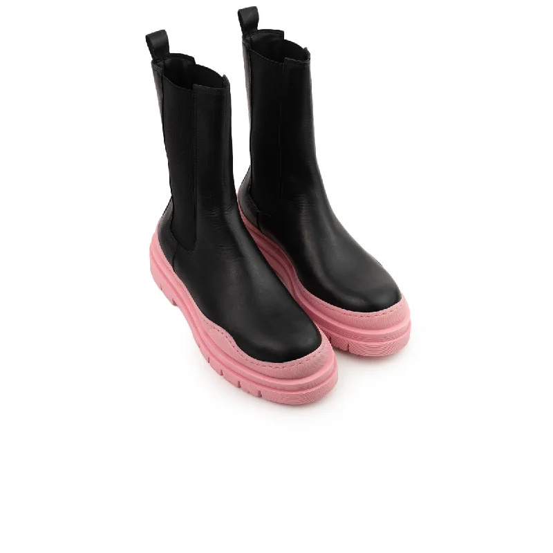 Nagano Black Leather/Pink Sole