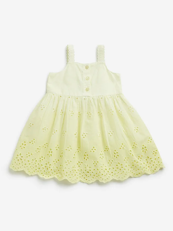 HOP Baby Lime Schiffli Ombre-Finish A-Line Cotton Dress