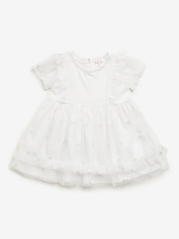 HOP Baby White Ruffle A-line Dress