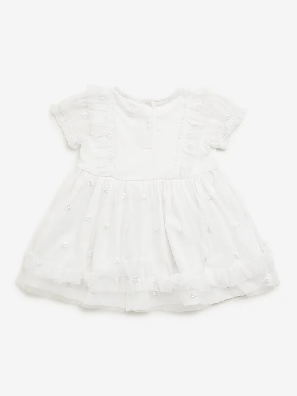 HOP Baby White Ruffle A-line Dress