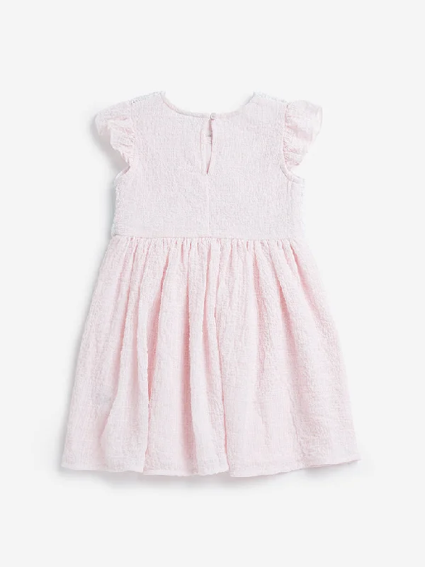 HOP Kids Pink Crochet Design A-line Dress