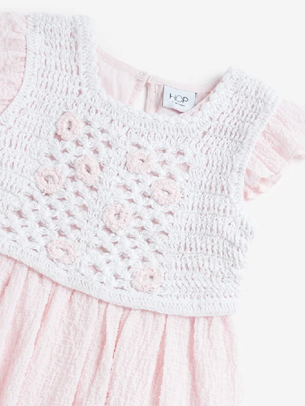 HOP Kids Pink Crochet Design A-line Dress