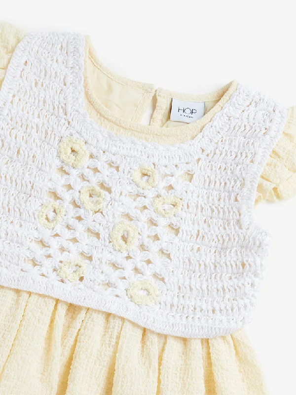 HOP Kids Yellow Crochet Design A-line Dress