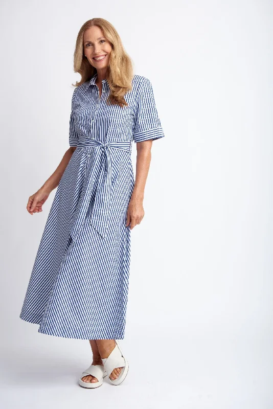 PRE-ORDER EARLY OCT-Bias Cut A-Line Dress Navy & White