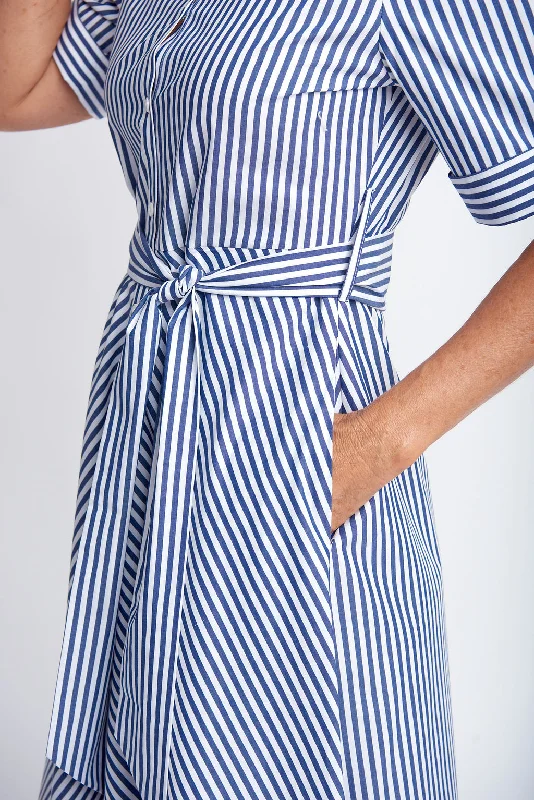 PRE-ORDER EARLY OCT-Bias Cut A-Line Dress Navy & White