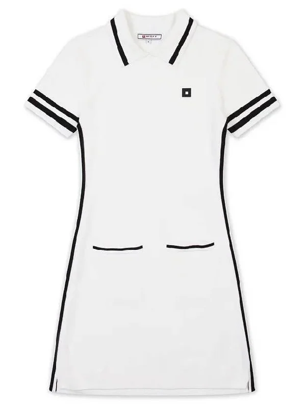 golfwear A-line knit short dress white