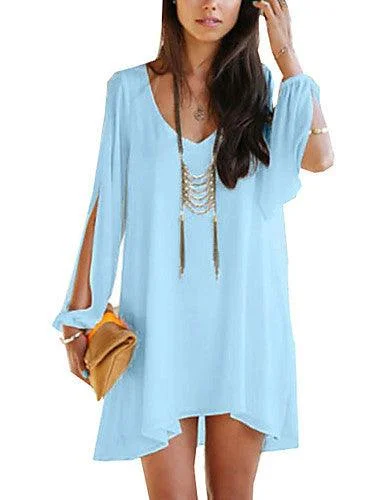 V-neck chiffon loose A-line dress fashion women's clothing