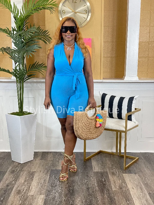 Amber Sleeveless Romper (Summer Blue)