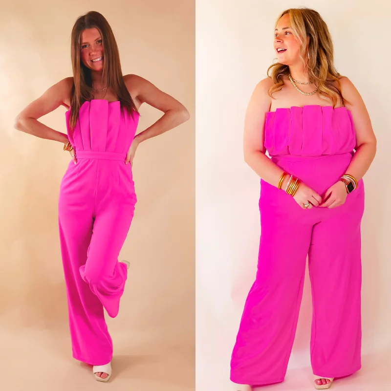 Do It With Pizazz Strapless Jumpsuit in Hot Pink