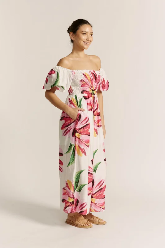 Gracie Pink Floral Puff Sleeve Jumpsuit