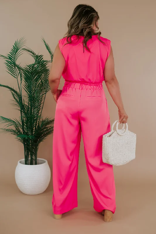 Tank and Trouser Pant Set, Hot Pink