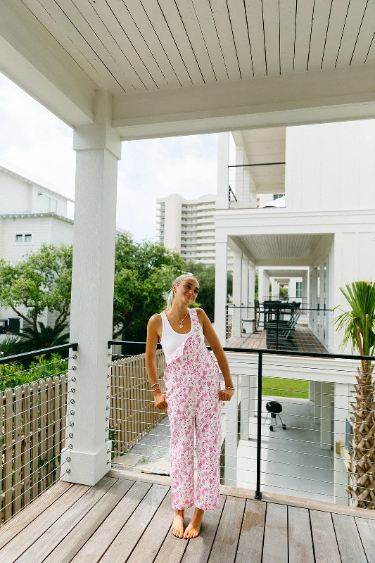 In Full Bloom Overalls - Pink Floral