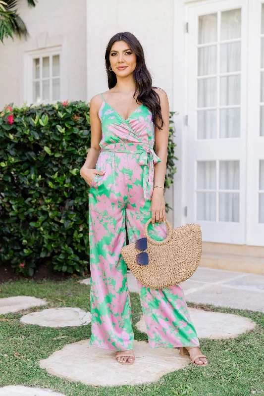 Island Life Lime Floral Jumpsuit FINAL SALE