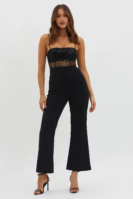 Sabina Sequin Bodice Jumpsuit Black