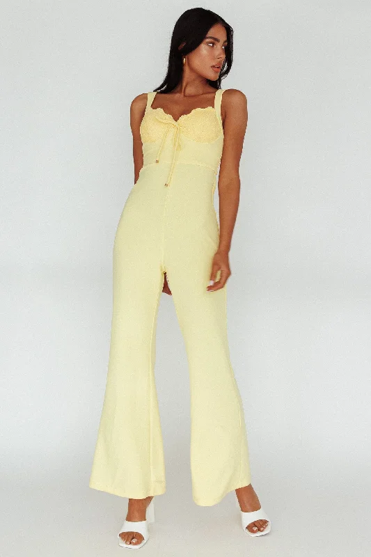 Ti Amo Lace Bust Jumpsuit Yellow