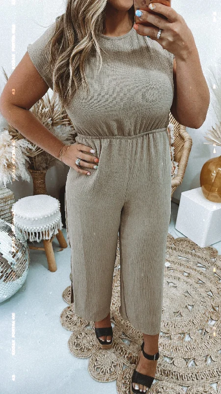 Magnolia Short Sleeve Jumpsuit, Taupe