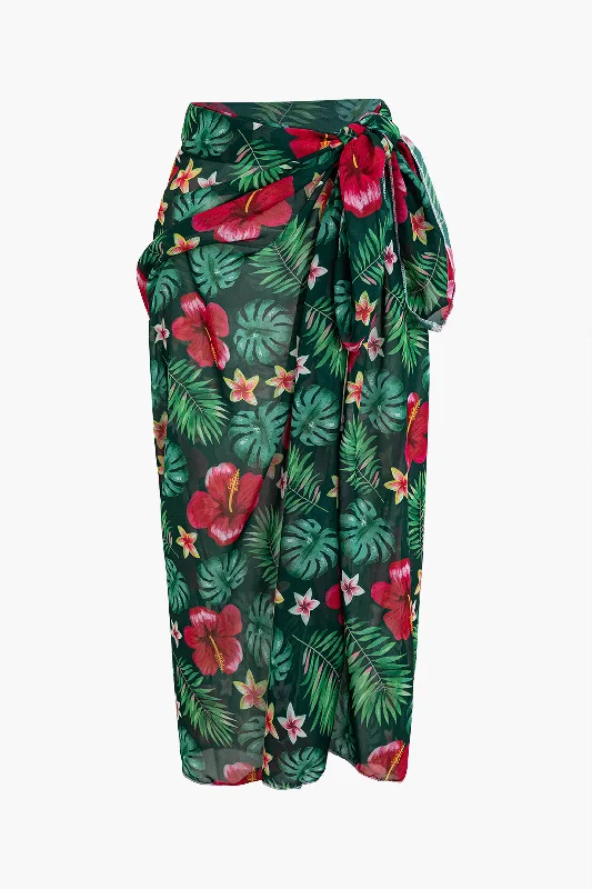 Floral Print Wrap Skirt Cover Up