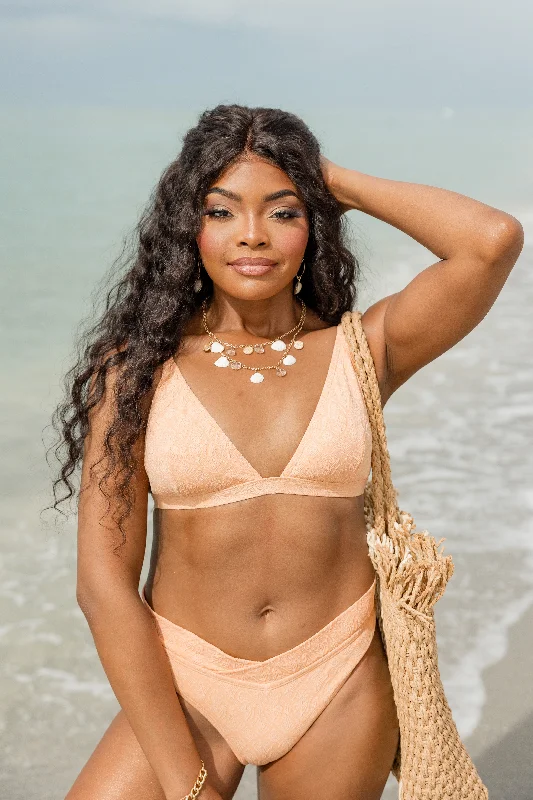 Tranquil Tides Cantaloupe Textured Triangle Bikini Top