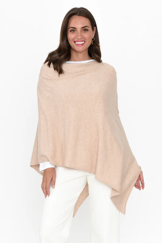 Amy Oat Wool Blend Poncho