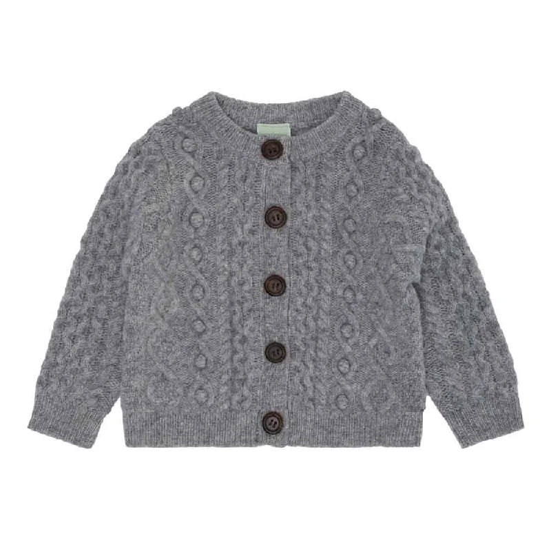 Baby Lambswool Cardigan - Grey Melange