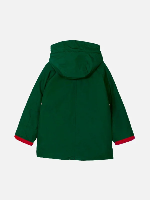 Boy hooded British green parka jacket