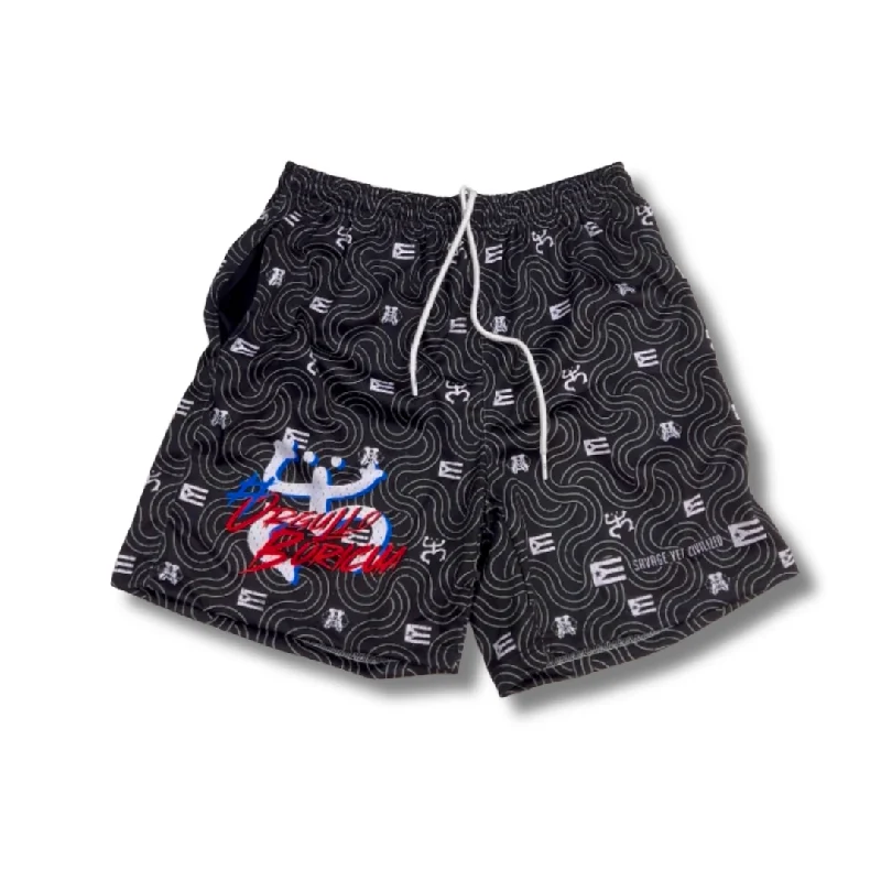 Taino Mesh Shorts: Black, Blue, Red