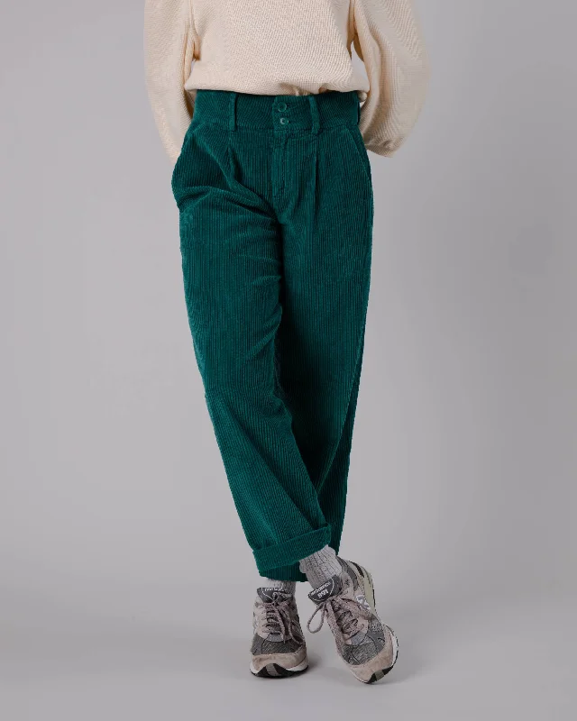 Corduroy Pleated Pants Sailing Green