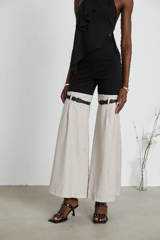 Éliane two-tone flared trousers