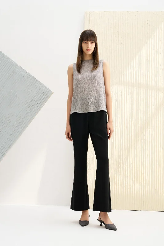 Flare Leg Dobby Twill High Waist Pants