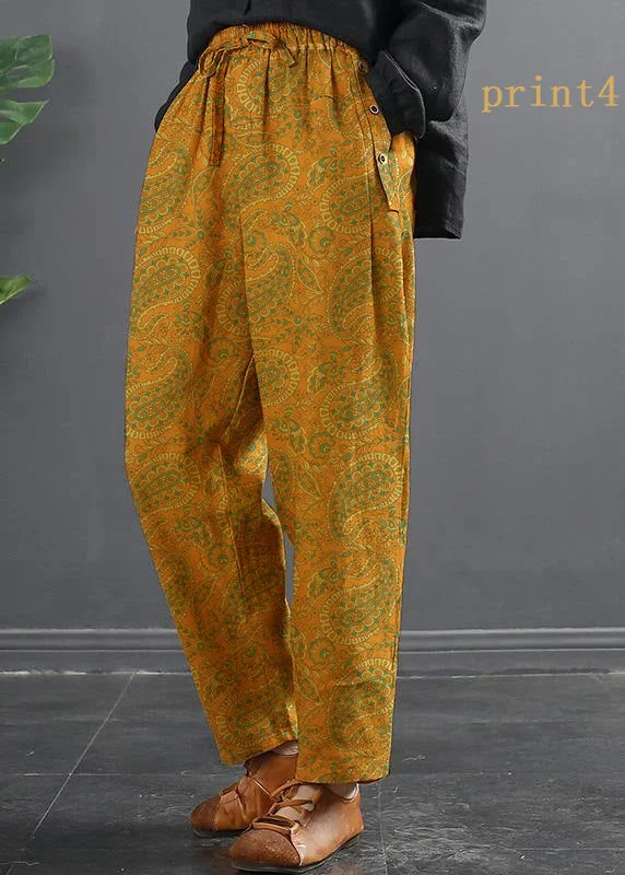 French Spring Wide Leg Pants Unique Yellow Inspiration Elastic Waist Wild Pants