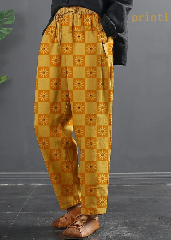 French Spring Wide Leg Pants Unique Yellow Inspiration Elastic Waist Wild Pants