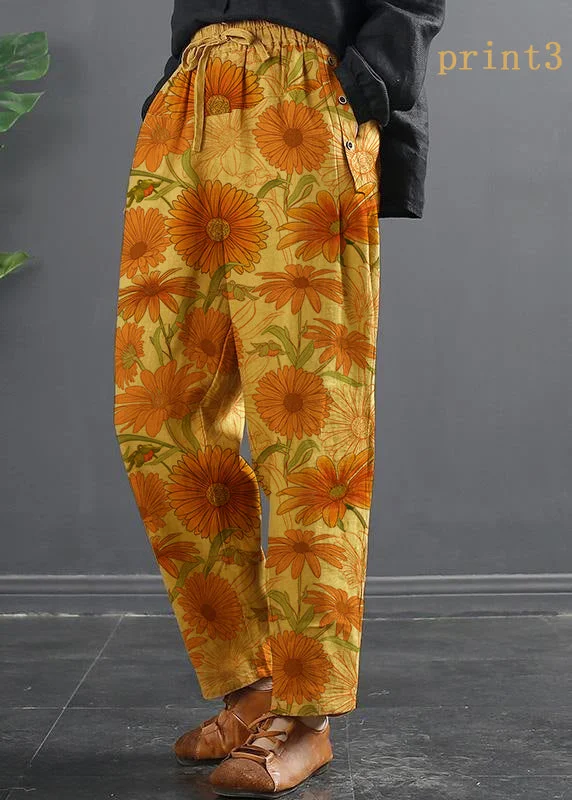 French Spring Wide Leg Pants Unique Yellow Inspiration Elastic Waist Wild Pants