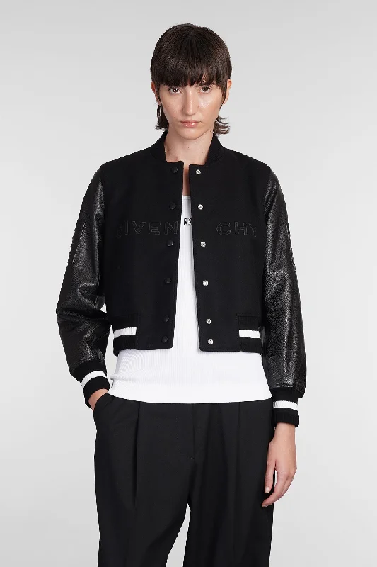 Bomber in black wool