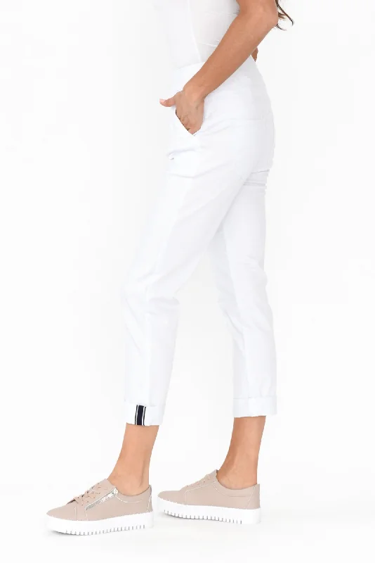 Isabella White Cotton Blend Pants