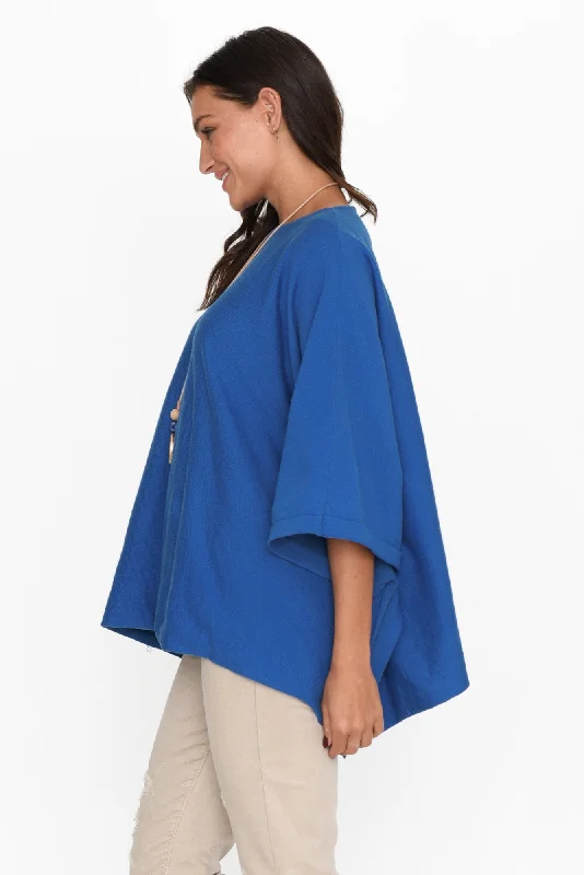 Kendi Cobalt Cotton Blend Poncho