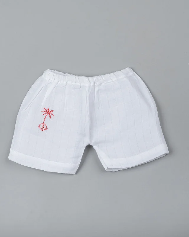 Kiddie Bunch White Shorts-Coco Tree-Muslin-For Infants