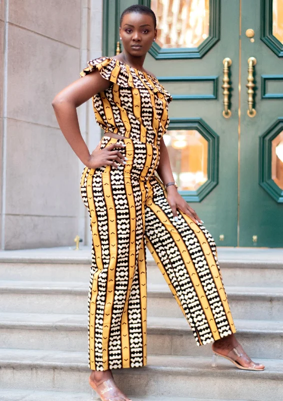 Fatim african print crop top and bootcut pants set