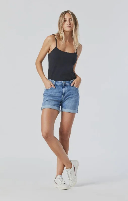 Mid Rise Pixie Denim Boyfriend Shorts