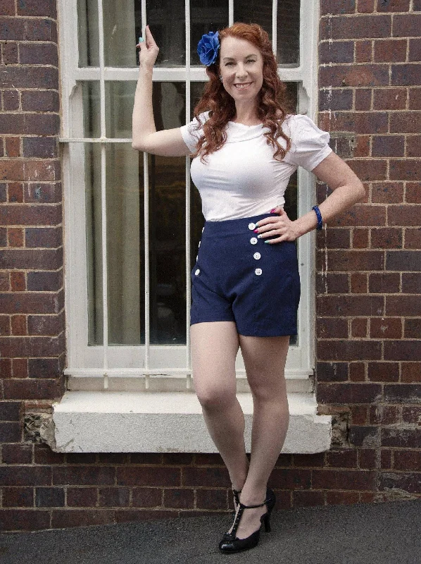 Pin Up Shorts- Nautical Navy