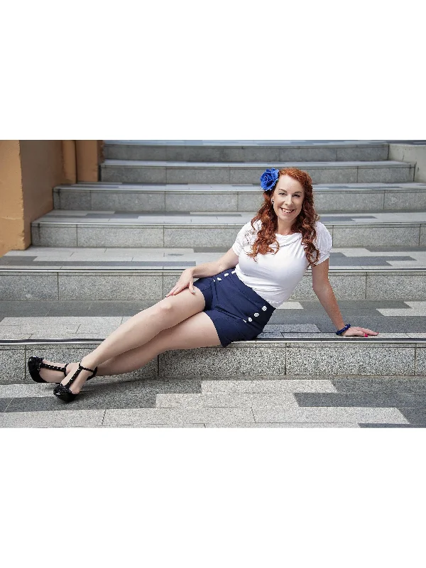 Pin Up Shorts- Nautical Navy