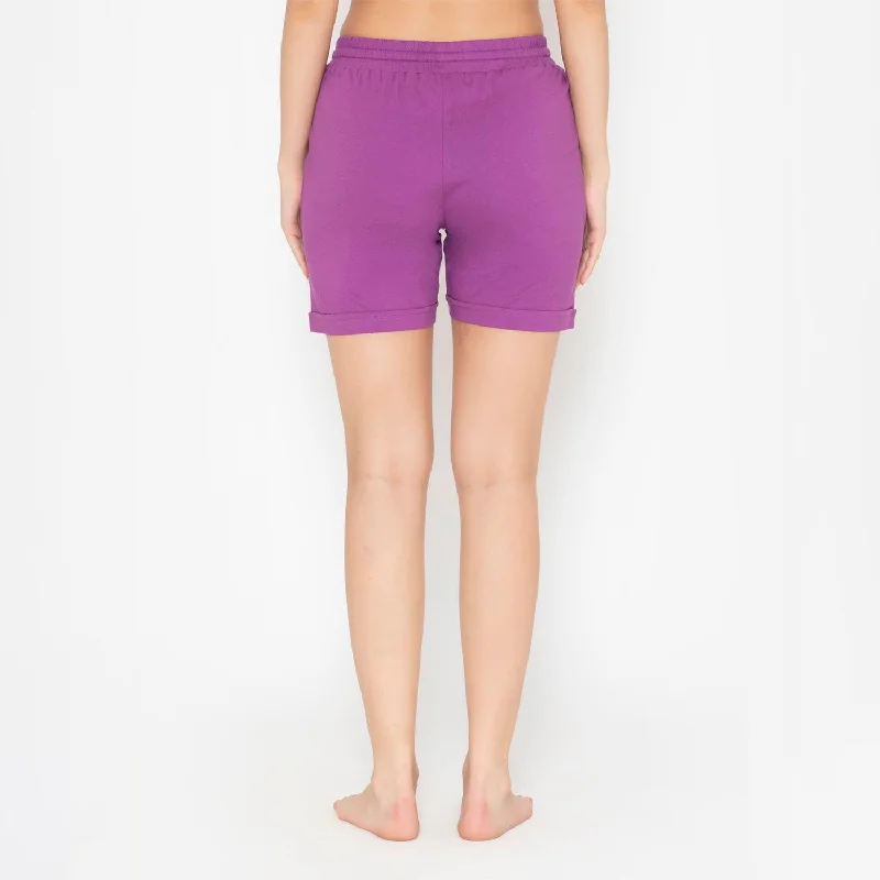 Plain Knitted Shorts For Women - Dahlia