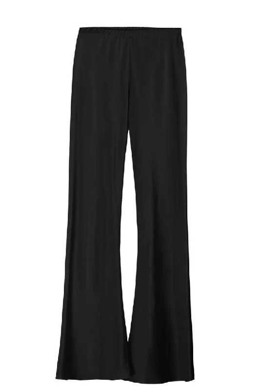 RIVIERA BLACK SILK SATIN FLARED PANTS