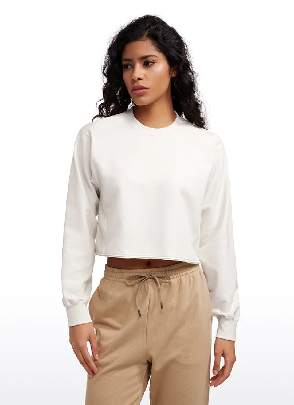 Amenity Double Raw Hem Sweatshirts Crew Neck