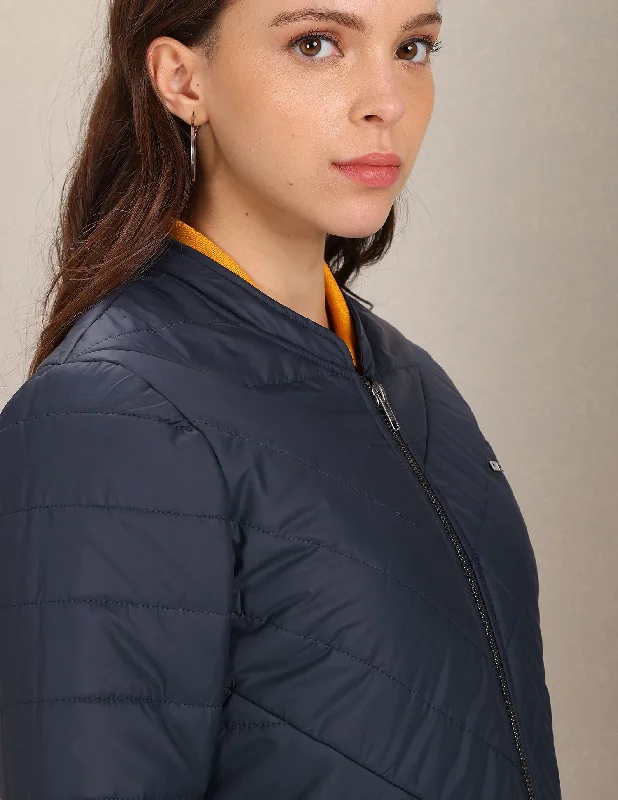 Stand Collar Solid Padded Jacket