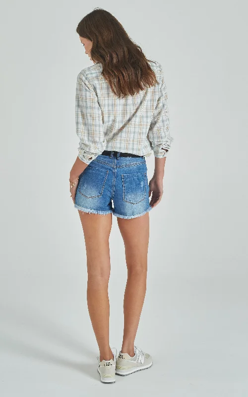 Tatiana High Waisted Rodeo Denim Shorts