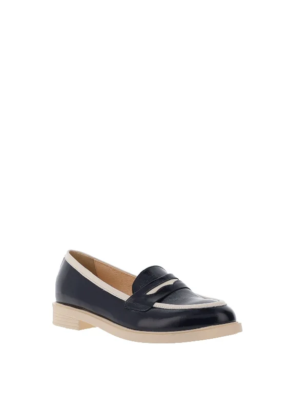 Bioeco by Arka Monochrome Patent Loafers, Navy & White